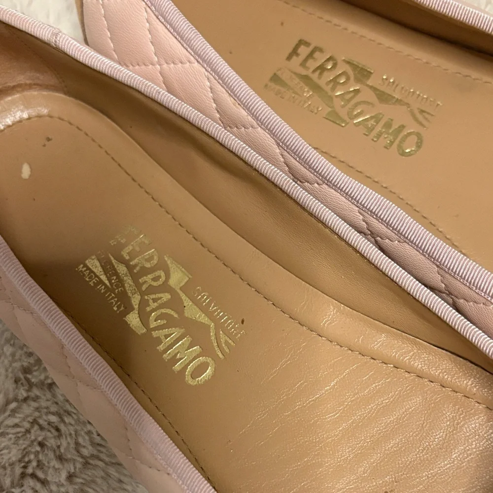 Salvatore Ferragamo Blush and Beige Quilted Flats - Picture 2 of 6